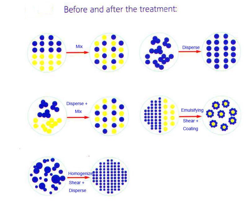 Particle Size Change After the Treatment by the Vacuum Emulsifying Mixer