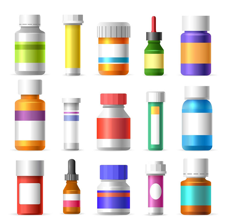 Different labels on different pharma vials/bottles