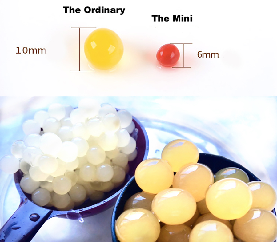 Comparsion of two size of Popping Boba