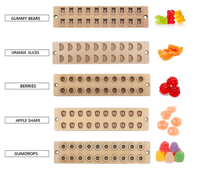 various gummy candy molds