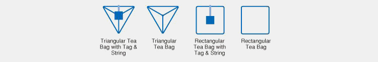 Different shapes of tea pouches with or without string
