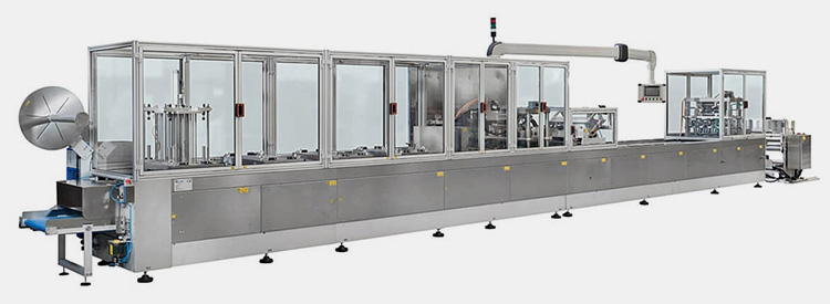 In-line automatic blister packing machines for industrial products