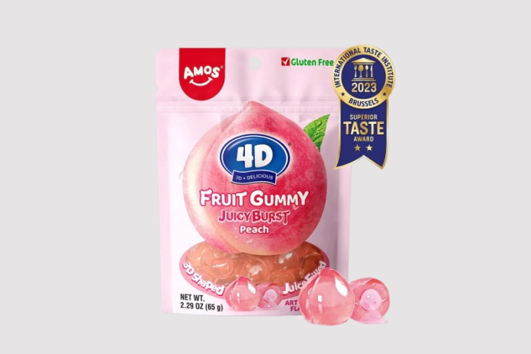 AMOS 4D Fruit Gummy Juicy Burst-Peach