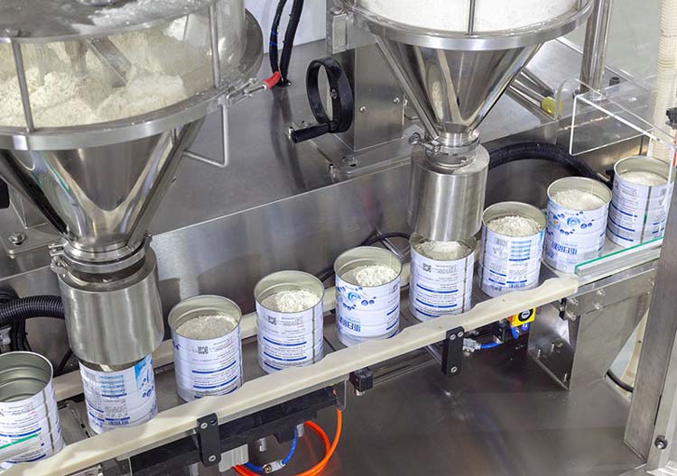 Powder filled by doube-head powder filling machine