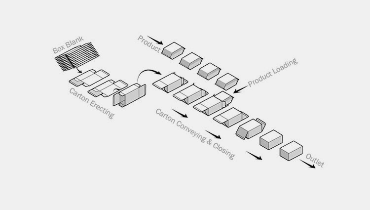 A visual presentation of working mechanism of automatic cartoning machine