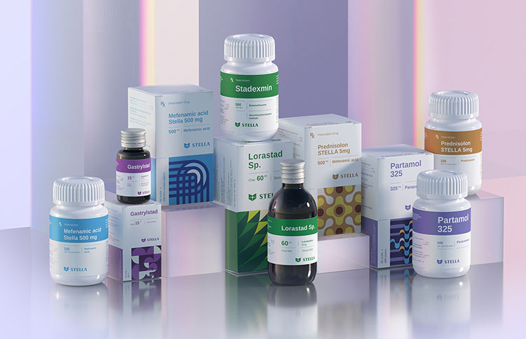 Carton packaging of different medicine bottles
