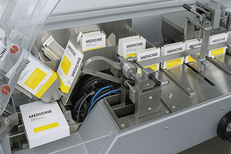 Cartons after fed into machine given proper shape