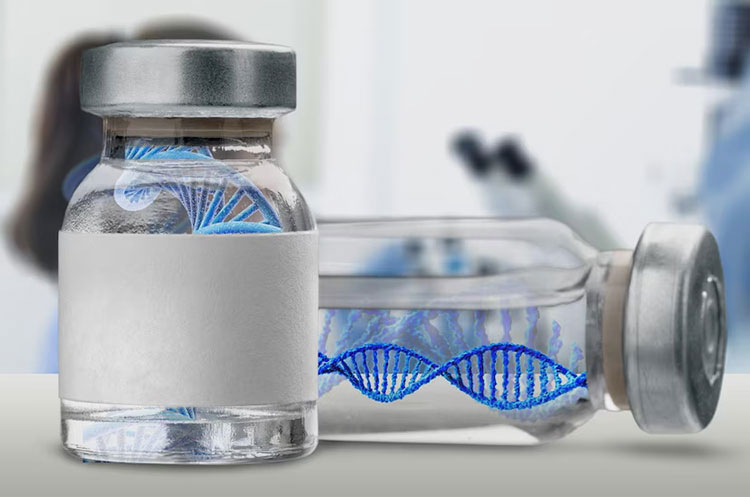 DNA solution in vials in biotechnology industry