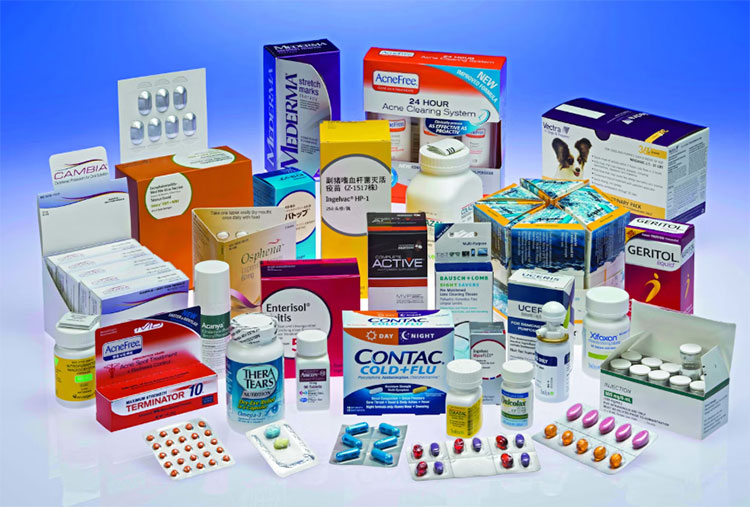 Different types of medicine cartons