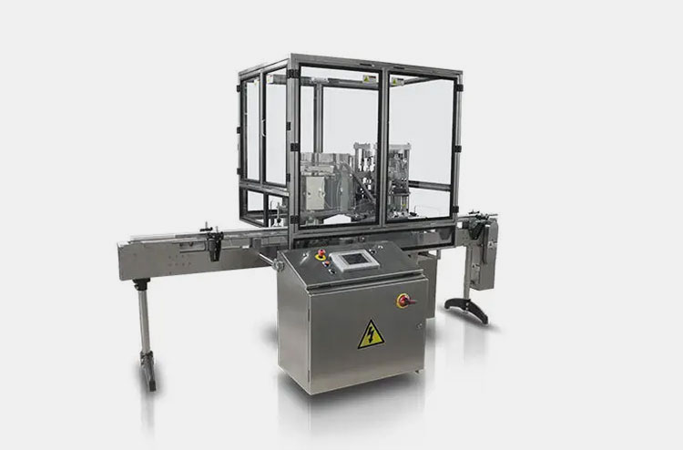 Rubber stopper insertion and aluminum crimping machine