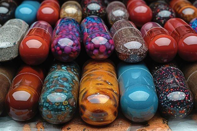 A variety of capsules with different color and different contents