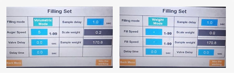 Setting the machine parameters
