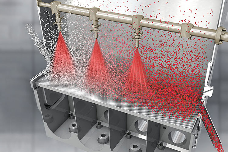 Continuous fluid bed granulation system
