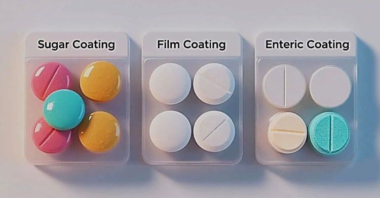 Different types of tablet coating-picture courtesy