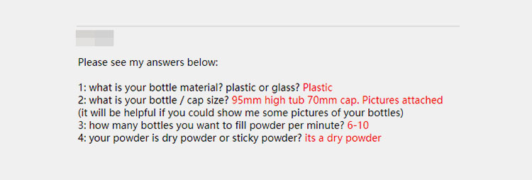 Details from customer