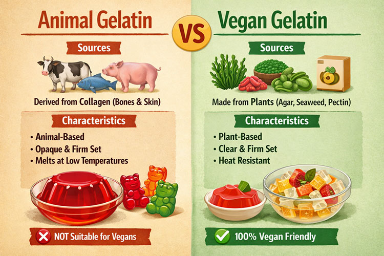 Animal Gelatin and Vegan Gelatin