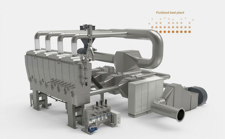 Continuous fluidized bed equipment design