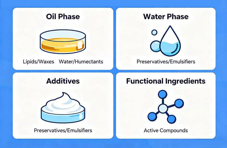 Formulation design for uniform creams