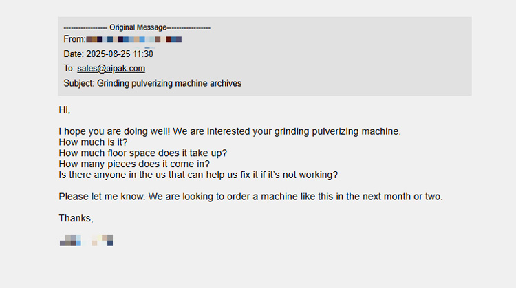 Inqury from customer