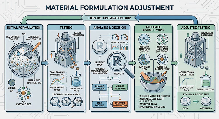 Material formulation adjustment