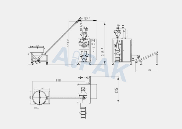Detailed size drawing of all machines