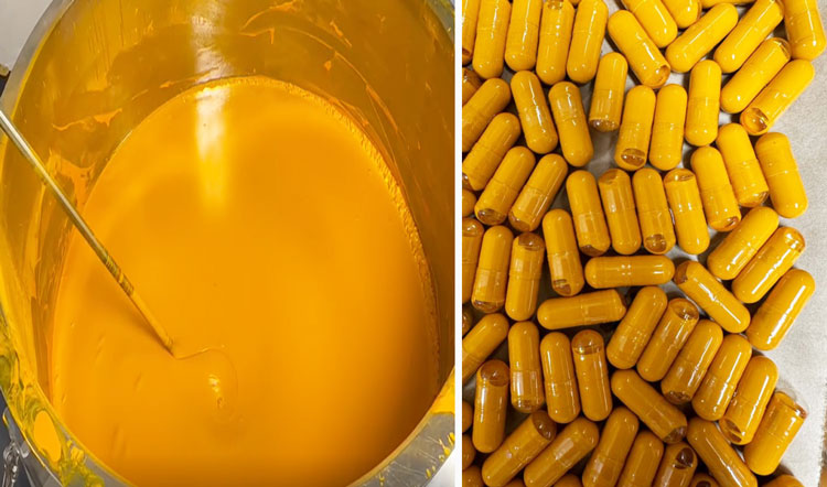 curcumin liquid and capsule samples